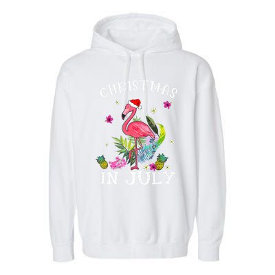 Tropical Pink Flamingo Christmas In July Summer Great Gift Garment-Dyed Fleece Hoodie