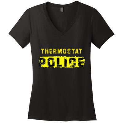 Thermostat Police Funny Fathers Day For Women's V-Neck T-Shirt