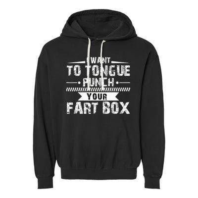 Tongue Punch Fart Box Funny Word Pun Humor Sarcasm Joke Gag Garment-Dyed Fleece Hoodie