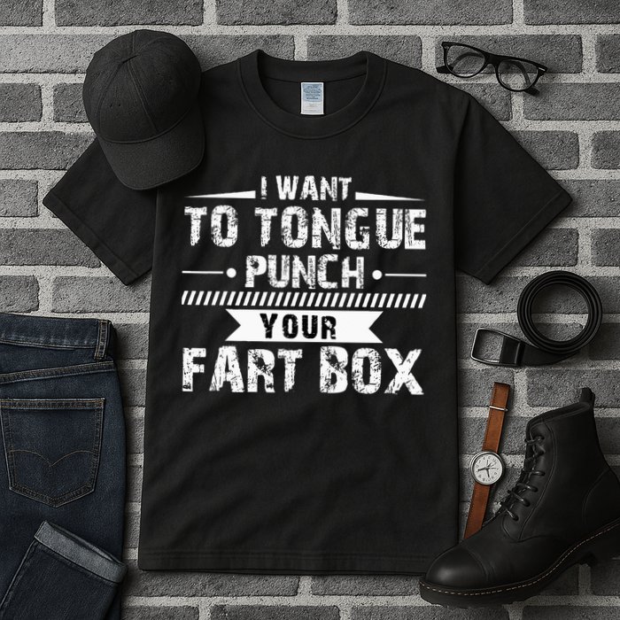 Tongue Punch Fart Box Funny Word Pun Humor Sarcasm Joke Gag Tall T-Shirt