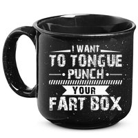 Tongue Punch Fart Box Funny Word Pun Humor Sarcasm Joke Gag 15oz Campfire Ceramic Mug
