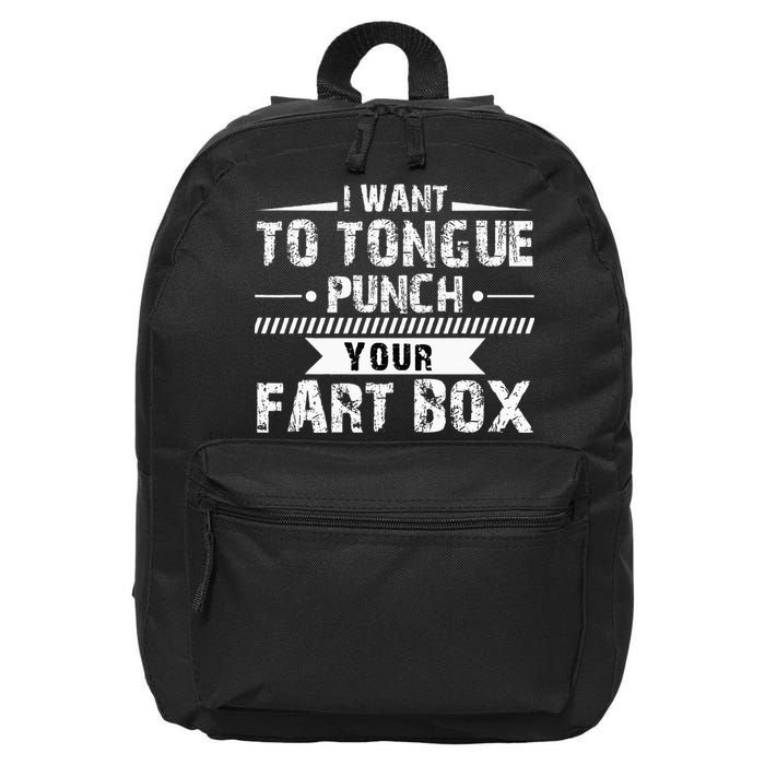 Tongue Punch Fart Box Funny Word Pun Humor Sarcasm Joke Gag 16 in Basic Backpack