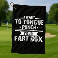 Tongue Punch Fart Box Funny Word Pun Humor Sarcasm Joke Gag Golf Towel