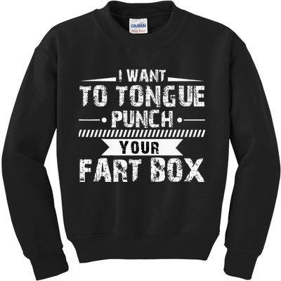 Tongue Punch Fart Box Funny Word Pun Humor Sarcasm Joke Gag Kids Sweatshirt