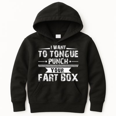 Tongue Punch Fart Box Funny Word Pun Humor Sarcasm Joke Gag Kids Hoodie