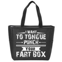 Tongue Punch Fart Box Funny Word Pun Humor Sarcasm Joke Gag Zip Tote Bag