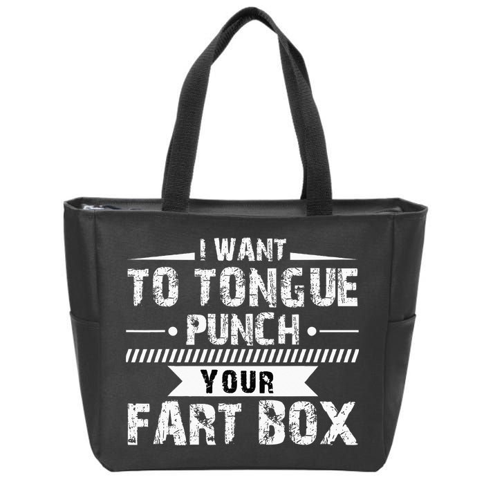 Tongue Punch Fart Box Funny Word Pun Humor Sarcasm Joke Gag Zip Tote Bag