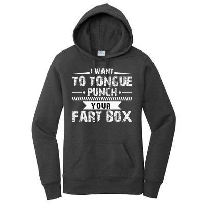 Tongue Punch Fart Box Funny Word Pun Humor Sarcasm Joke Gag Women's Pullover Hoodie