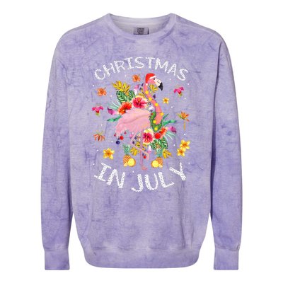 Tropical Pink Flamingo Hawaii Summer Cute Christmas In July Colorblast Crewneck Sweatshirt