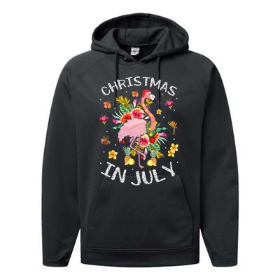 Tropical Pink Flamingo Hawaii Summer Cute Christmas In July Performance Fleece Hoodie