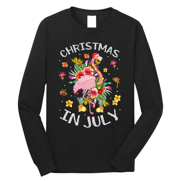 Tropical Pink Flamingo Hawaii Summer Cute Christmas In July Long Sleeve Shirt