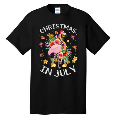 Tropical Pink Flamingo Hawaii Summer Cute Christmas In July Tall T-Shirt