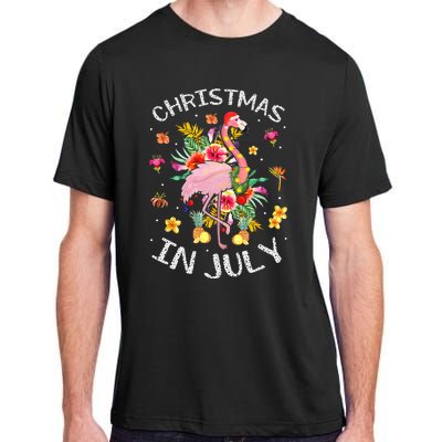 Tropical Pink Flamingo Hawaii Summer Cute Christmas In July Adult ChromaSoft Performance T-Shirt