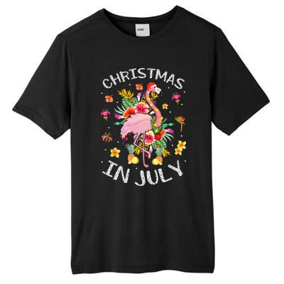 Tropical Pink Flamingo Hawaii Summer Cute Christmas In July Tall Fusion ChromaSoft Performance T-Shirt