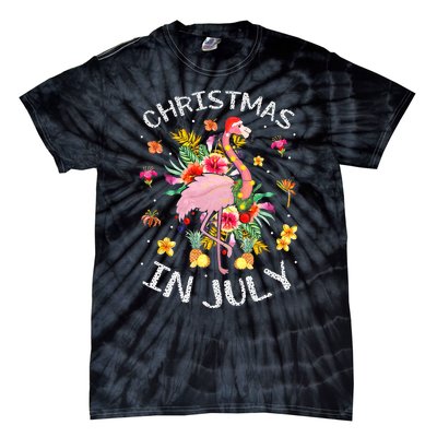 Tropical Pink Flamingo Hawaii Summer Cute Christmas In July Tie-Dye T-Shirt