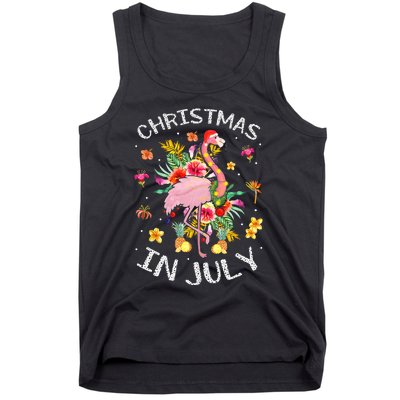 Tropical Pink Flamingo Hawaii Summer Cute Christmas In July Tank Top