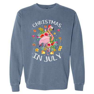 Tropical Pink Flamingo Hawaii Summer Cute Christmas In July Garment-Dyed Sweatshirt