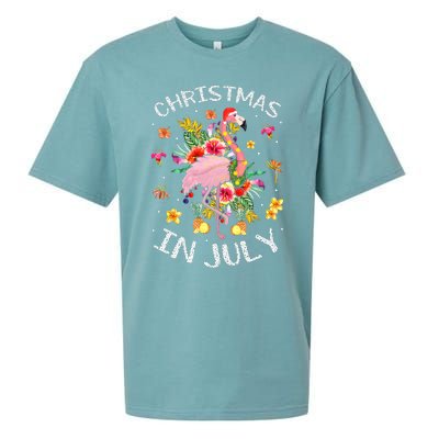 Tropical Pink Flamingo Hawaii Summer Cute Christmas In July Sueded Cloud Jersey T-Shirt