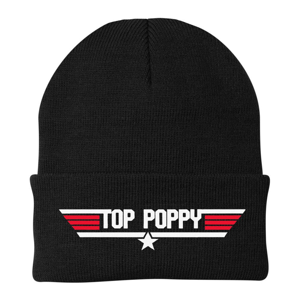 Top Poppy Funny Dad Grandpa Fathers Day Gift Beanie