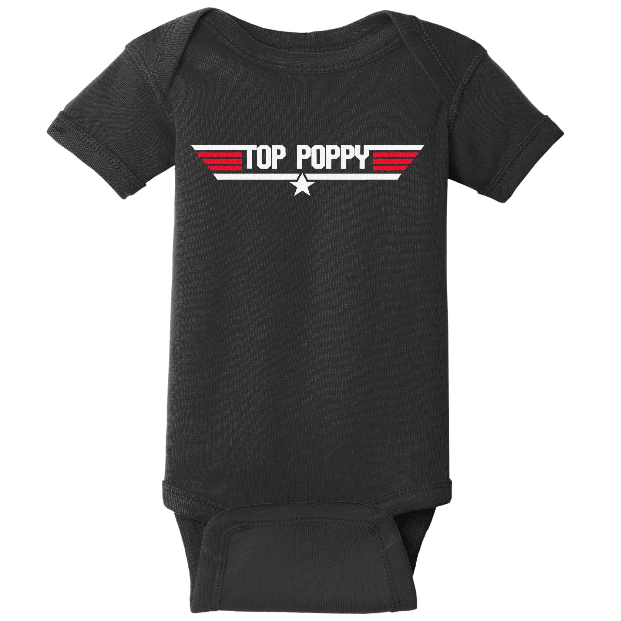 Top Poppy Funny Dad Grandpa Fathers Day Gift Baby Bodysuit