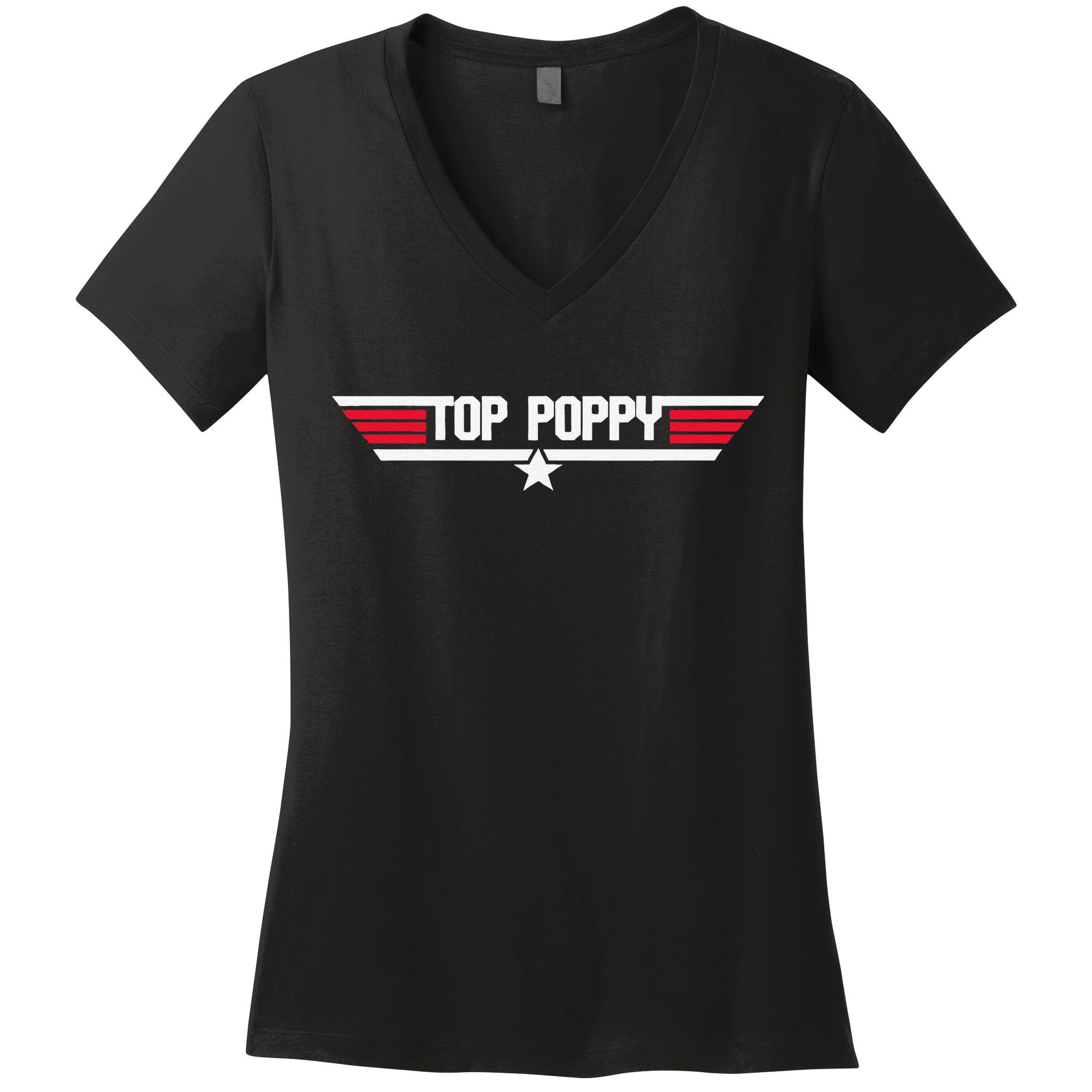 Top Poppy Funny Dad Grandpa Fathers Day Gift Women's V-Neck T-Shirt