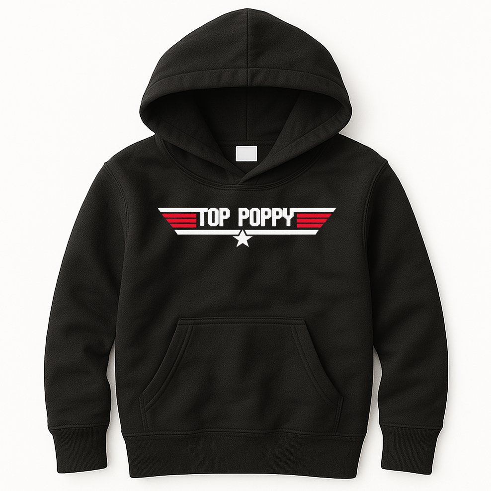 Top Poppy Funny Dad Grandpa Fathers Day Gift Kids Hoodie