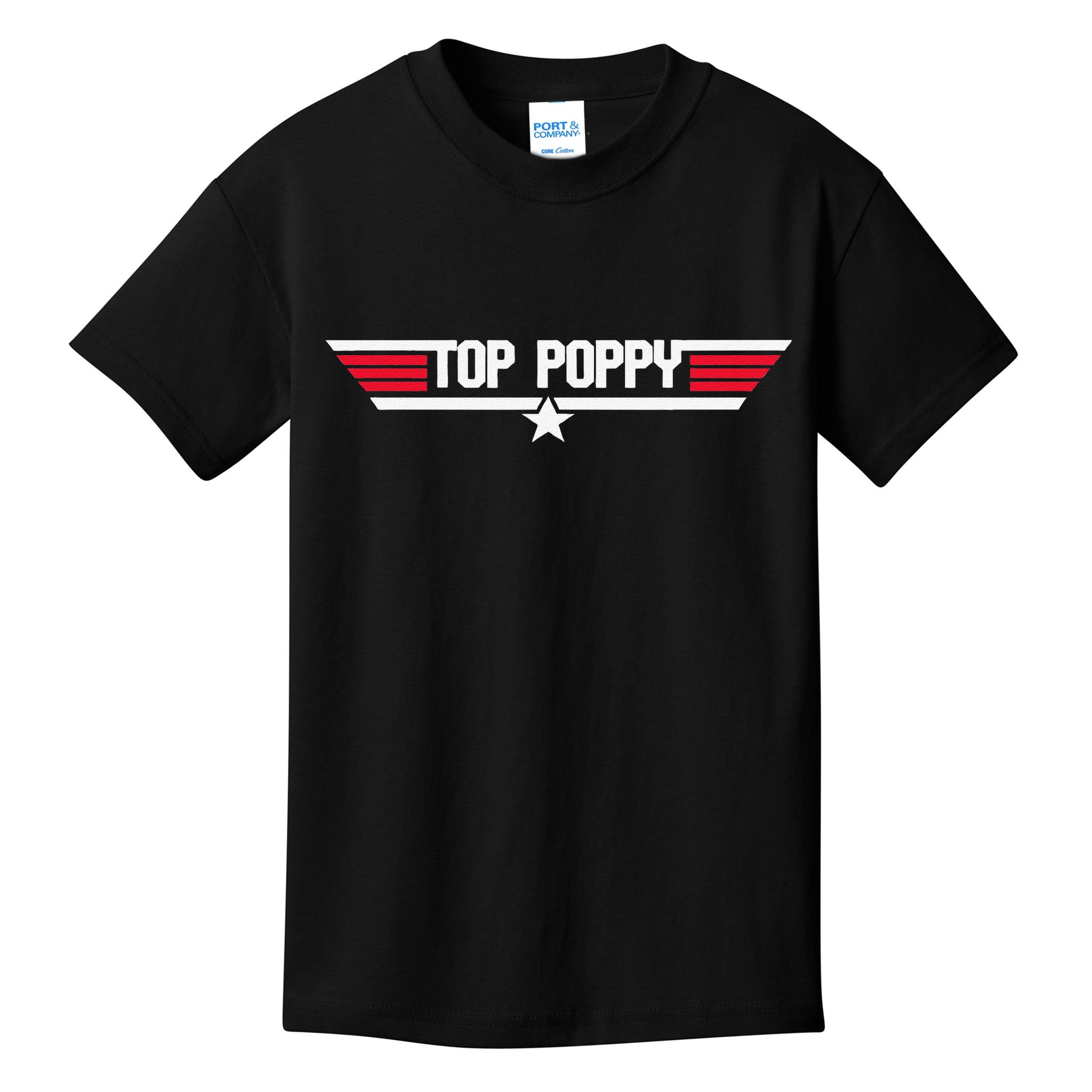 Top Poppy Funny Dad Grandpa Fathers Day Gift Kids T-Shirt