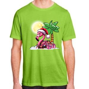 Tropical Pink Flamingo Christmas In July Funny Xmas Tree Gift Adult ChromaSoft Performance T-Shirt