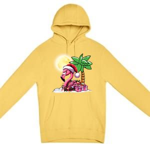 Tropical Pink Flamingo Christmas In July Funny Xmas Tree Gift Premium Pullover Hoodie