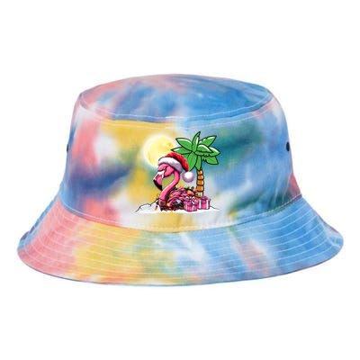 Tropical Pink Flamingo Christmas In July Funny Xmas Tree Gift Tie Dye Newport Bucket Hat