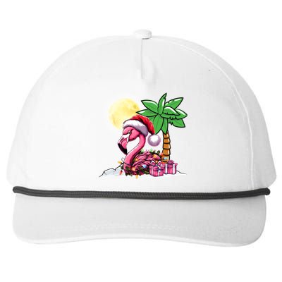 Tropical Pink Flamingo Christmas In July Funny Xmas Tree Gift Snapback Five-Panel Rope Hat