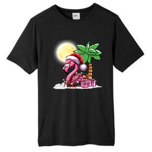 Tropical Pink Flamingo Christmas In July Funny Xmas Tree Gift Tall Fusion ChromaSoft Performance T-Shirt