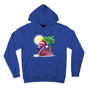 Tropical Pink Flamingo Christmas In July Funny Xmas Tree Gift Hoodie