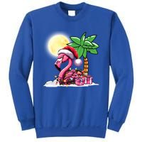 Tropical Pink Flamingo Christmas In July Funny Xmas Tree Gift Sweatshirt