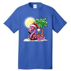 Tropical Pink Flamingo Christmas In July Funny Xmas Tree Gift Tall T-Shirt