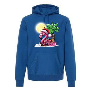 Tropical Pink Flamingo Christmas In July Funny Xmas Tree Gift Premium Hoodie