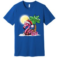 Tropical Pink Flamingo Christmas In July Funny Xmas Tree Gift Premium T-Shirt