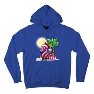 Tropical Pink Flamingo Christmas In July Funny Xmas Tree Gift Tall Hoodie