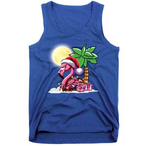 Tropical Pink Flamingo Christmas In July Funny Xmas Tree Gift Tank Top