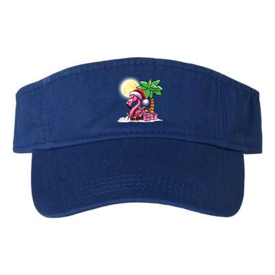 Tropical Pink Flamingo Christmas In July Funny Xmas Tree Gift Valucap Bio-Washed Visor