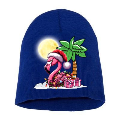 Tropical Pink Flamingo Christmas In July Funny Xmas Tree Gift Short Acrylic Beanie