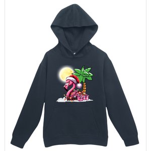 Tropical Pink Flamingo Christmas In July Funny Xmas Tree Gift Urban Pullover Hoodie