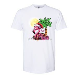 Tropical Pink Flamingo Christmas In July Funny Xmas Tree Gift Softstyle CVC T-Shirt