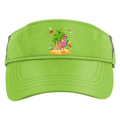 Tropical Pink Flamingo Christmas In Summer Palm Tree Graphic Gift Adult Drive Performance Visor