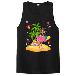 Tropical Pink Flamingo Christmas In Summer Palm Tree Graphic Gift PosiCharge Competitor Tank