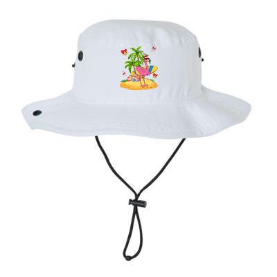 Tropical Pink Flamingo Christmas In Summer Palm Tree Graphic Gift Legacy Cool Fit Booney Bucket Hat