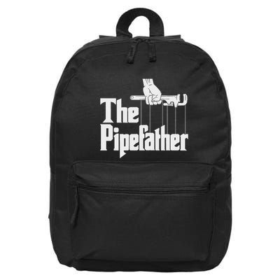 The Pipefather Funny Plumber Plumbing Handyman Pipe Fitter 16 in Basic Backpack