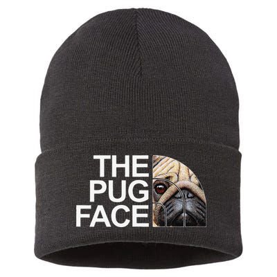 The Pug Face Dog Funny Pug Sustainable Knit Beanie