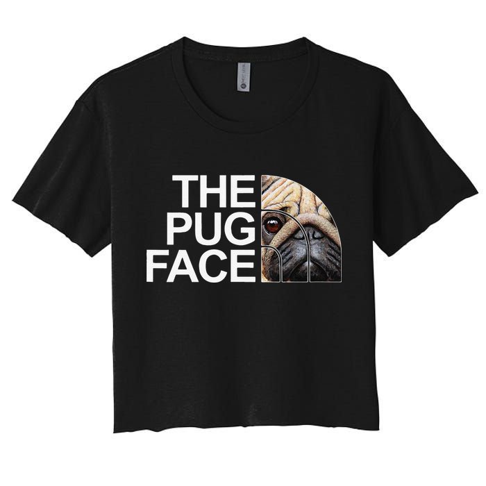 The Pug Face Dog Funny Pug Women's Crop Top Tee