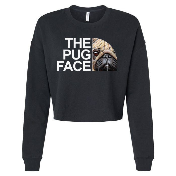 The Pug Face Dog Funny Pug Cropped Pullover Crew